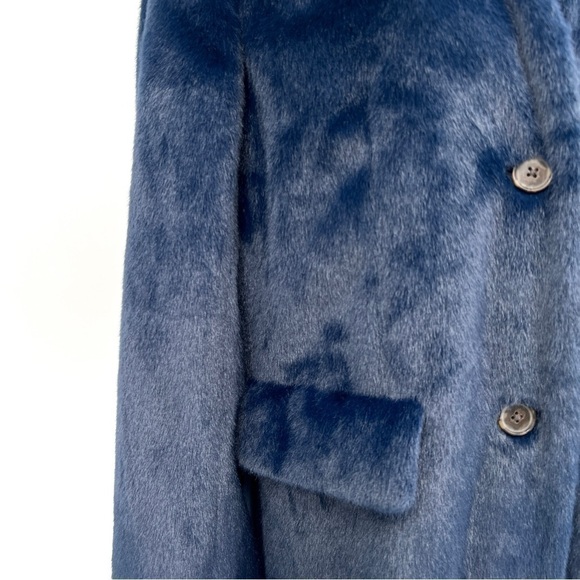 J CREW COLLECTION NAVY BLUE FAUX FUR Palais topcoat LONG COAT SIZE 2 STYLE BU455 - Picture 5 of 11
